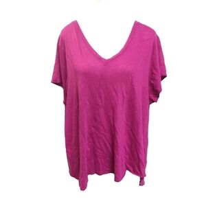 Tahari 100% linen short sleeve t-shirt lightweight breathable minimalist 2X